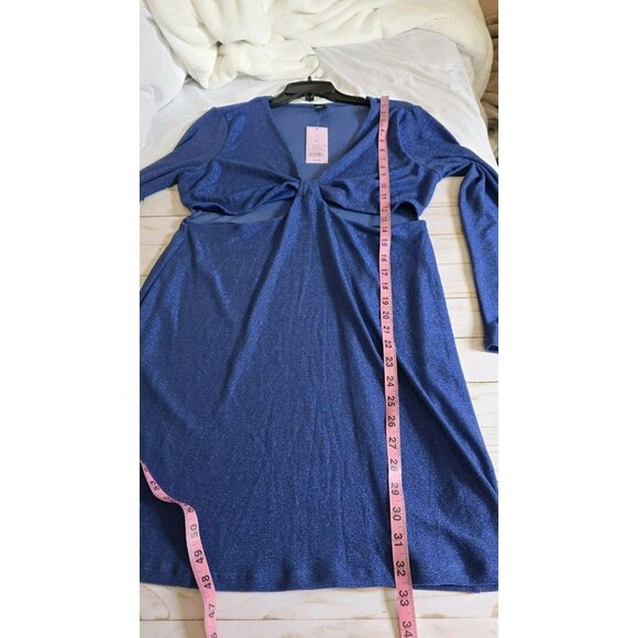 Wild Fable Mini Dress Metallic Bodycon Long Sleeve Cutout Stretch Blue XL NWTD - Picture 7 of 10
